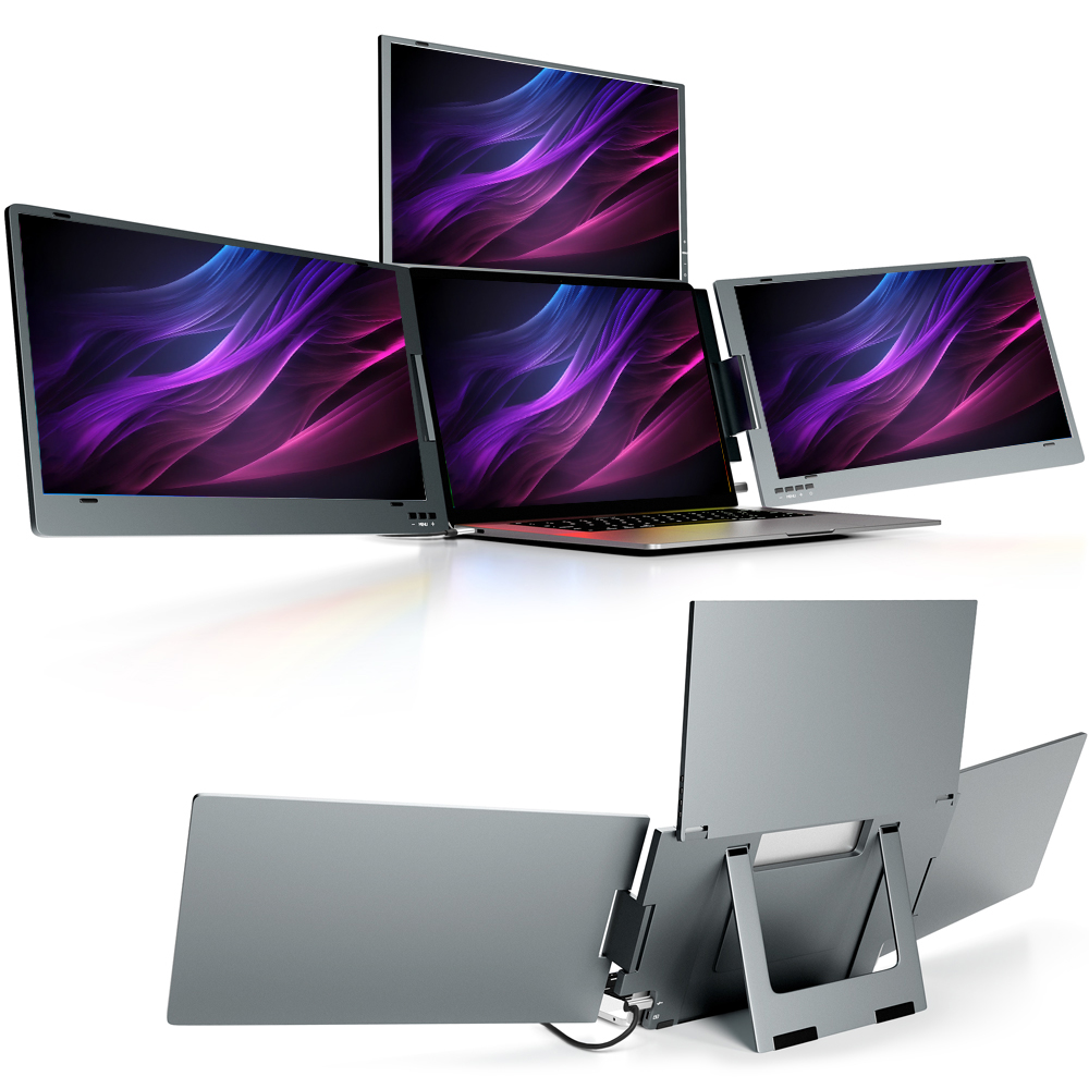 Triple Screen Laptop Monitor Foldable - Taşınabilir Üçlü Ekran Genişletici - Dizüstü