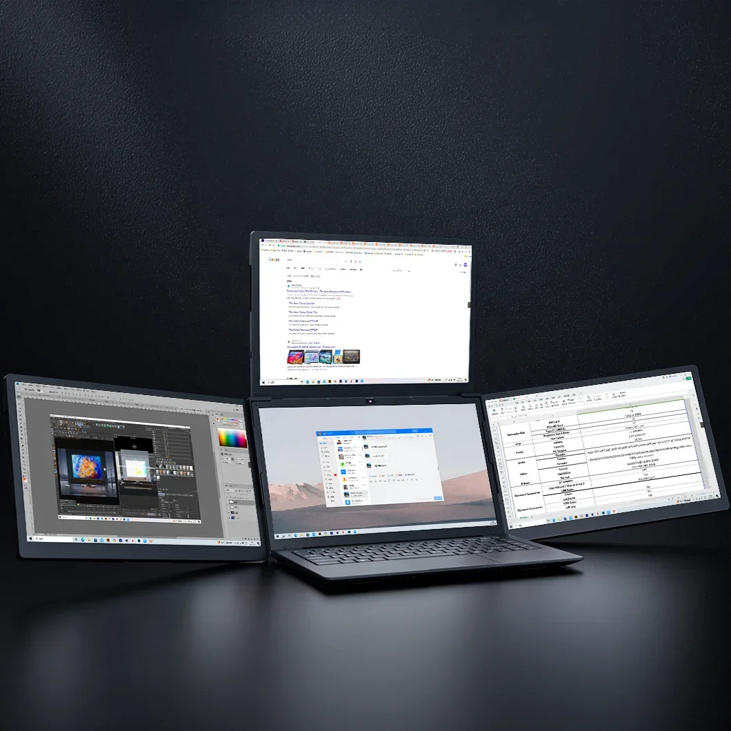 Triple Screen Laptop Monitor Foldable - 13 inç PC Çift Ekranlı LCD