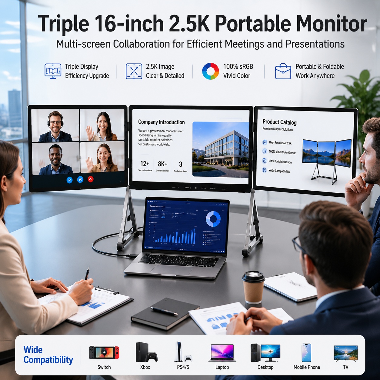 Dizüstü Bilgisayar için Taşına - Triple Screen Laptop Monitor Foldable incelemesi ve fiyatı