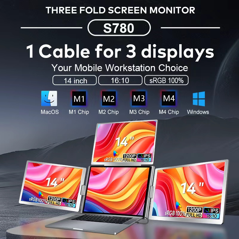 Dizüstü Bilgisayarlar İçin Taş - Triple Screen Laptop Monitor Foldable incelemesi ve fiyatı