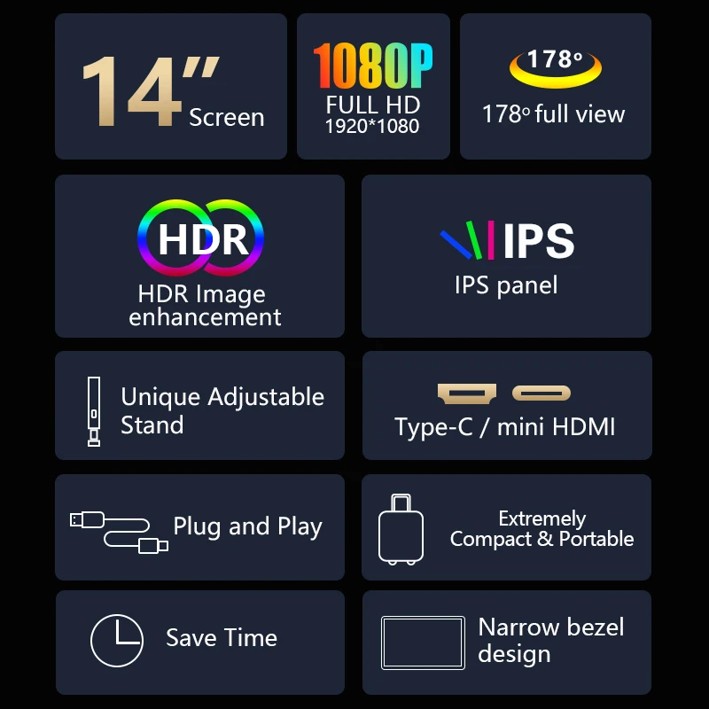 2026 Tak ve Çalıştır 14 İnç Çi - Dual Screen Portable Monitor Extender incelemesi ve fiyatı