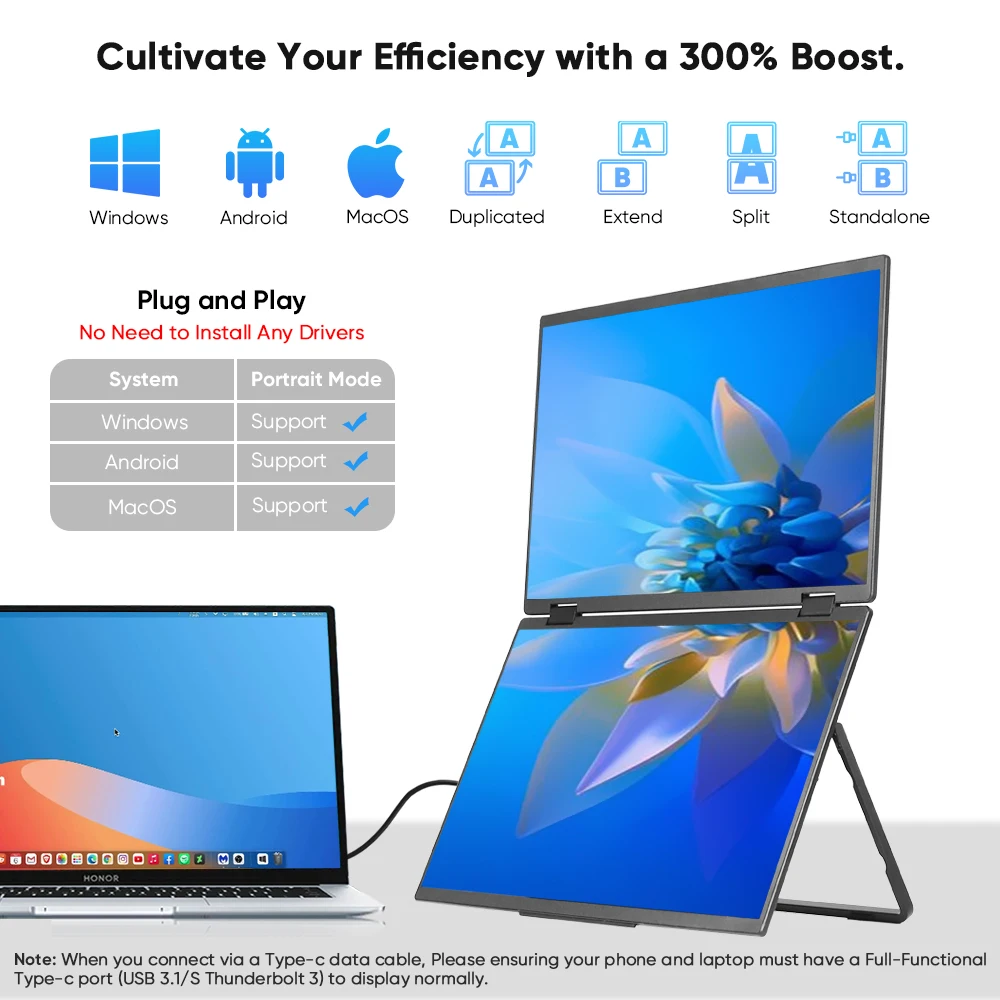 Yeni OEM LCD Çift Ekranlı Taşı - Portable Monitor 15.6 Inch 1080P Type C incelemesi ve fiyatı