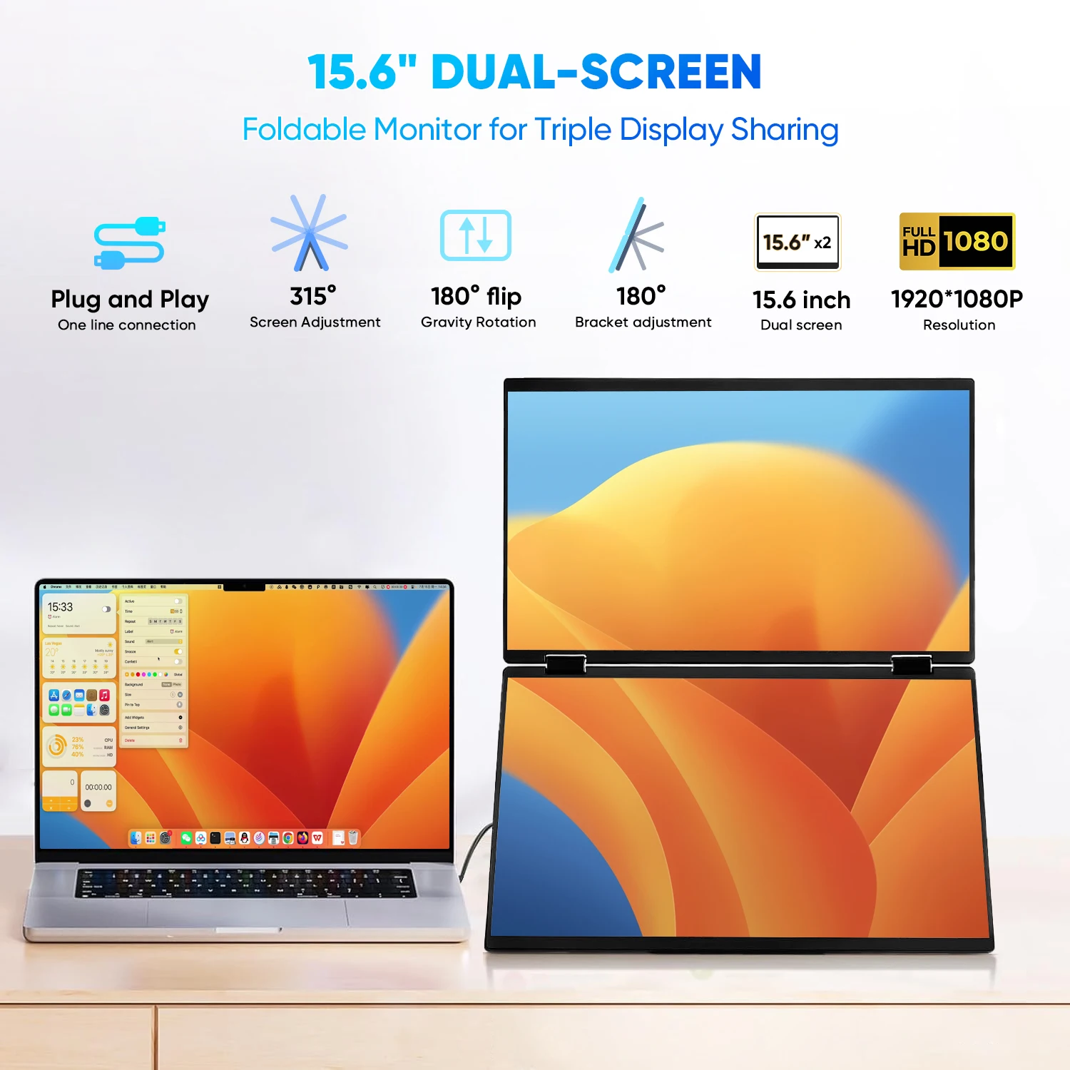 Yeni OEM LCD Çift Ekranlı Taşı - Portable Monitor 15.6 Inch 1080P Type C incelemesi ve fiyatı