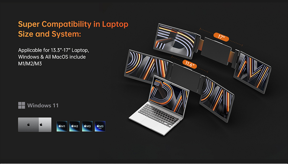13-14 İnç PC Çift Ekran LCD Bi - Triple Screen Laptop Monitor Foldable incelemesi ve fiyatı