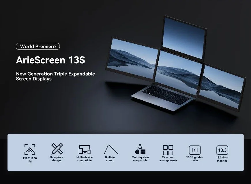 13 inç PC Çift Ekranlı LCD Bil - Triple Screen Laptop Monitor Foldable incelemesi ve fiyatı